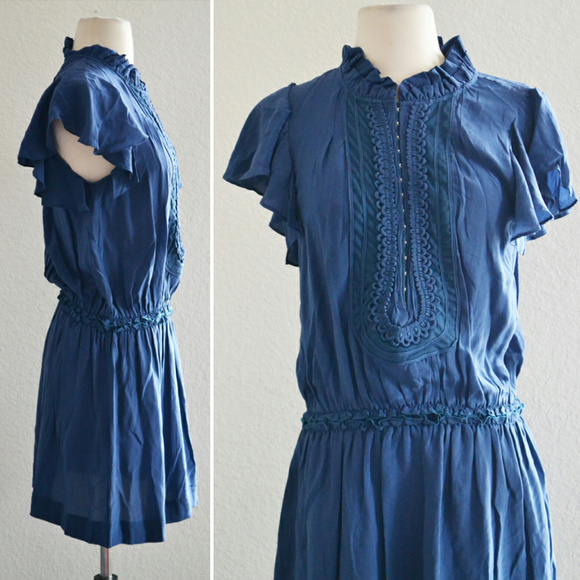 Dresses & Skirts - Dark Blue Ruffle Flutter Sleeve Dress